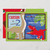 Dinosaur Zweite Geburtstagseinladungskarte Einladung (Vorne/Hinten)