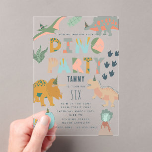 Dinosauren Boho Dino-Party-Tiere Geburtstag Acryleinladungen