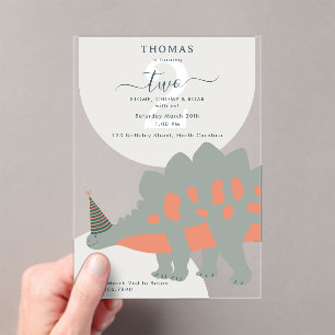 Dinosauren Boho Prähistorische Party-Tiere Geburts Acryleinladungen