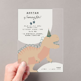 Dinosauren Boho Prähistorische Party-Tiere Geburts Acryleinladungen