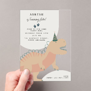 Dinosauren Boho Prähistorische Party-Tiere Geburts Acryleinladungen
