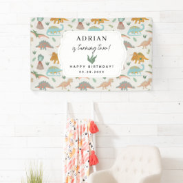 Dinosauren Boho Prähistorische Party-Tiere Geburts Banner