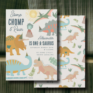 Dinosauren Boho Prähistorische Party-Tiere Geburts Einladung