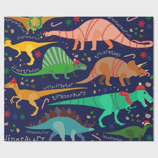 DINOSAUREN, DIE AUF CHRISTMAS GESCHÜTZT SIND GESCHENKPAPIER (Flach)