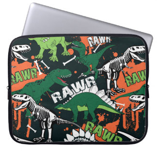 Dinosaurenskelett. Vintage-Grunge-Muster Laptopschutzhülle