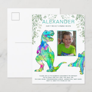 Dinosaurien Dschungel Foto Geburtstagsfeier Budget Einladungspostkarte