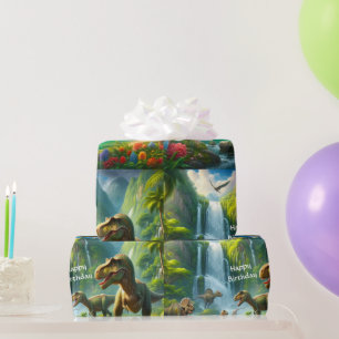 Dinosaurien-Dschungel-Print für Kinder   Geschenkpapier