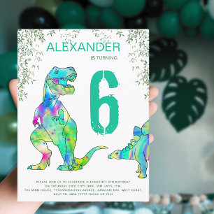 Dinosaurien Dschungelparty Jungen Geburtstagsbudge Einladungspostkarte