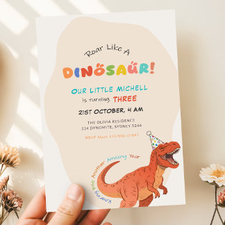 Dinosaurien-Geburtstagseinladung, editierbare Trex Einladung