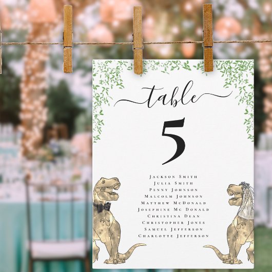 Dinosaurien-Hochzeitstisch-Sitzplan