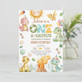 Dinosaurier 1-A-Saurus 1. Geburtstag einladen. Einladung (Stehend Vorderseite)