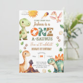 Dinosaurier 1-A-Saurus 1. Geburtstag einladen. Einladung (Stehend Vorderseite)