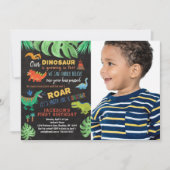 Dinosaurier 1. Geburtstag Dino Party Foto Einladung (Vorderseite)
