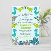 Dinosaurier 1. Geburtstag Einladungen Dinosaurier  (Stehend Vorderseite)