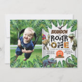 Dinosaurier 1. Geburtstag Foto Einladung Jurassin (Vorderseite)