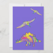 Dinosaurier 1. Geburtstag Party Lila Einladung (Rückseite)