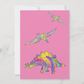 Dinosaurier 1. Geburtstag Party Pink Einladung (Rückseite)