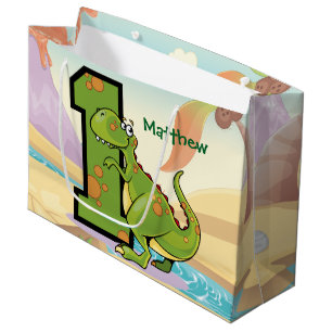 Dinosaurier-1. Geburtstags-Party-Gewohnheit Große Geschenktüte