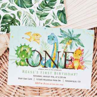 Dinosaurier 1. Geburtstagsfeier Einladung