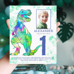Dinosaurier 1. Geburtstagsfeier Wasserfarben Foto