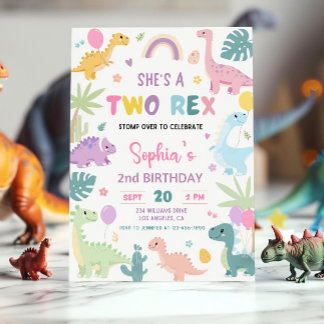 Dinosaurier 2. Geburtstag Einladung, EDITABLE Two  Einladung