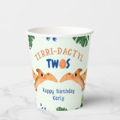 Dinosaurier 2. Geburtstag Funny Green Pterodactyl Pappbecher (Vorderseite)