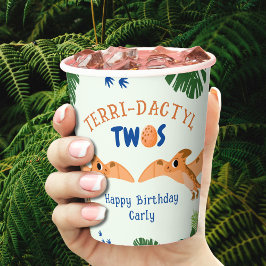 Dinosaurier 2. Geburtstag Funny Green Pterodactyl Pappbecher