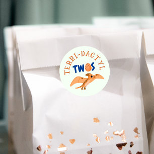 Dinosaurier 2. Geburtstag Funny Green Pterodactyl Runder Aufkleber