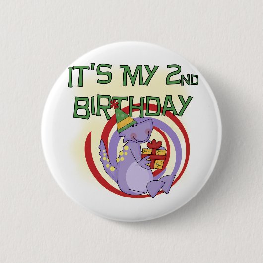 Dinosaurier 2. Geburtstag - Hemden und Geschenke Button (Vorderseite)