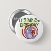 Dinosaurier 2. Geburtstag - Hemden und Geschenke Button (Vorne & Hinten)