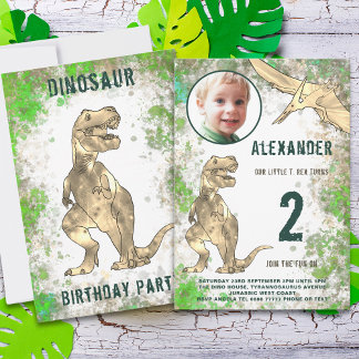 Dinosaurier 2. Geburtstag Party Budget Einladung