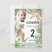 Dinosaurier 2. Geburtstag Party Budget Einladung (Vorderseite)