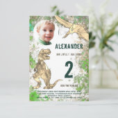 Dinosaurier 2. Geburtstag Party Budget Einladung (Stehend Vorderseite)