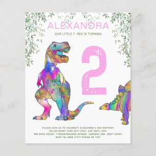 Dinosaurier 2. Geburtstag Party Budget Einladung p Flyer