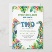 Dinosaurier 2. Geburtstag Party Niedlich Baby Boy Einladung (Vorderseite)