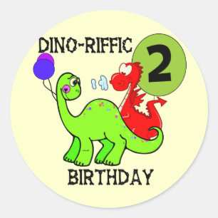 Dinosaurier 2. Geburtstag T - Shirt und Geschenke Runder Aufkleber