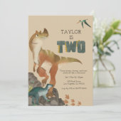 Dinosaurier 2. Geburtstagseinladung Einladung (Stehend Vorderseite)