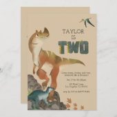 Dinosaurier 2. Geburtstagseinladung Einladung (Vorne/Hinten)