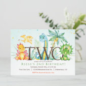 Dinosaurier 2. Geburtstagseinladung Einladung (Stehend Vorderseite)