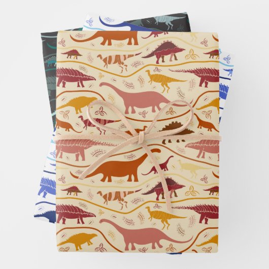 Dinosaurier, 3 Farben in den Strata-Herbivores! Geschenkpapier Set (Beispiel)