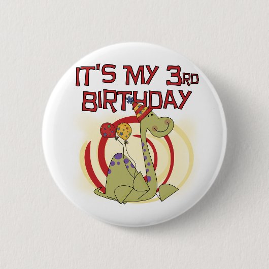Dinosaurier 3. Geburtstag - Hemden und Geschenke Button (Vorderseite)