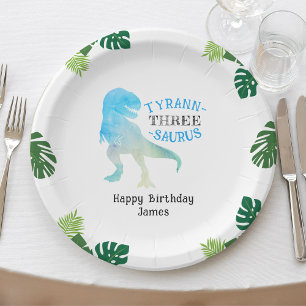 Dinosaurier 3. Geburtstag Party Blue Tyrannosaurus Pappteller
