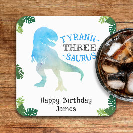 Dinosaurier 3. Geburtstag Party Blue Tyrannosaurus Rechteckiger Pappuntersetzer