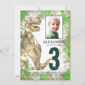 Dinosaurier 3. Geburtstag Party Foto Einladung (Vorderseite)