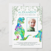 Dinosaurier 3. Geburtstag Party Foto Einladung (Vorderseite)