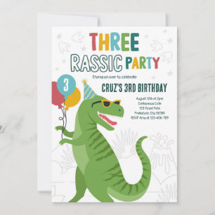 Dinosaurier 3. Geburtstag Party T-Rex 3. Geburtsta Einladung
