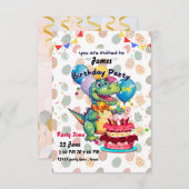 Dinosaurier 3. Geburtstagseinladung Dankeskarte (Vorne/Hinten)