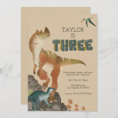 Dinosaurier 3. Geburtstagseinladung Einladung (Vorne/Hinten)