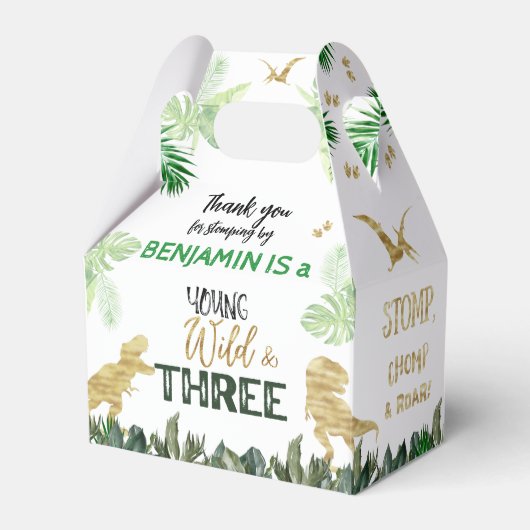 Dinosaurier 3. Geburtstagsjunge Party Geschenkschachtel (Vorderseite)