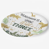 Dinosaurier 3. Geburtstagsjunge Party Pappteller (Schrägansicht)